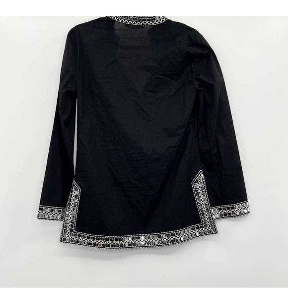 Tory Burch Black Cotton Sequin Tunic 6 - Picture 3 of 4